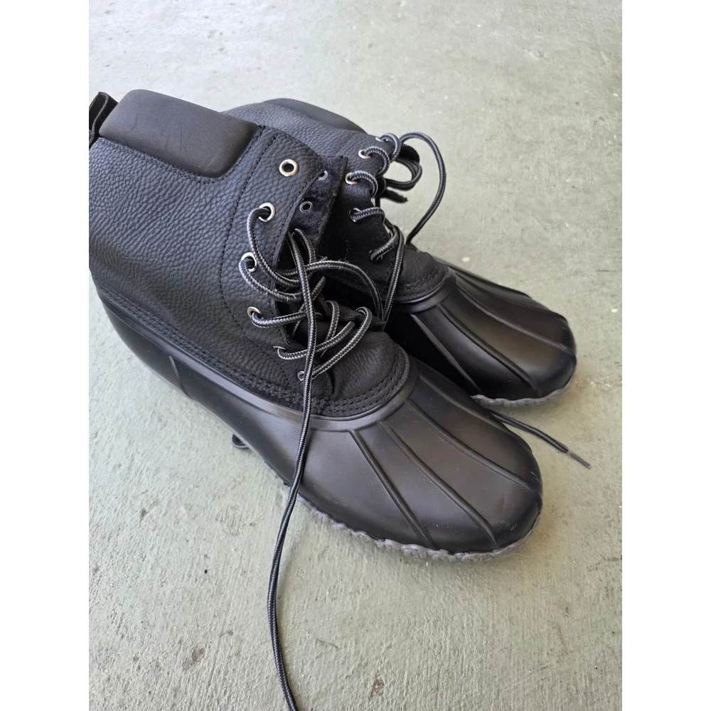Weatherproof Vintage Adam II Mens Black Faux Fur Lined Duck Boots Size 12M D1